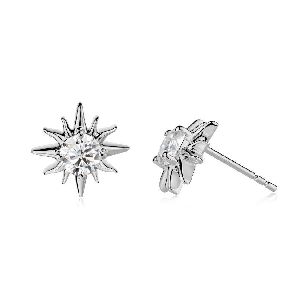Round Moissanite Sun Stud Earrings - LUO Jewelry #metal_platinum