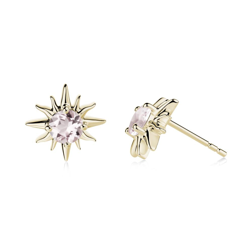 Celestial Sun Morganite Stud Earrings - LUO Jewelry #metal_14k yellow gold