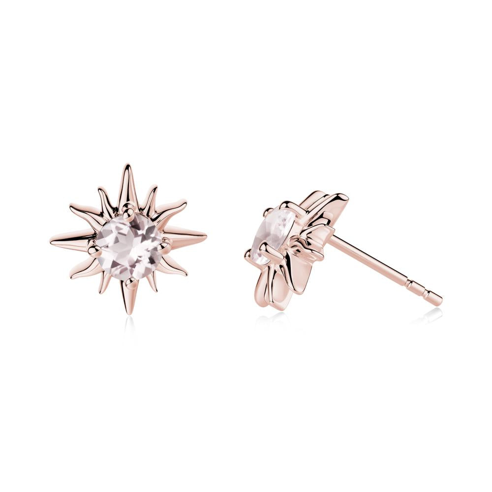 Celestial Sun Morganite Stud Earrings - LUO Jewelry #metal_18k rose gold