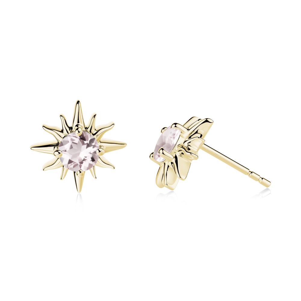 Celestial Sun Morganite Stud Earrings - LUO Jewelry #metal_18k yellow gold