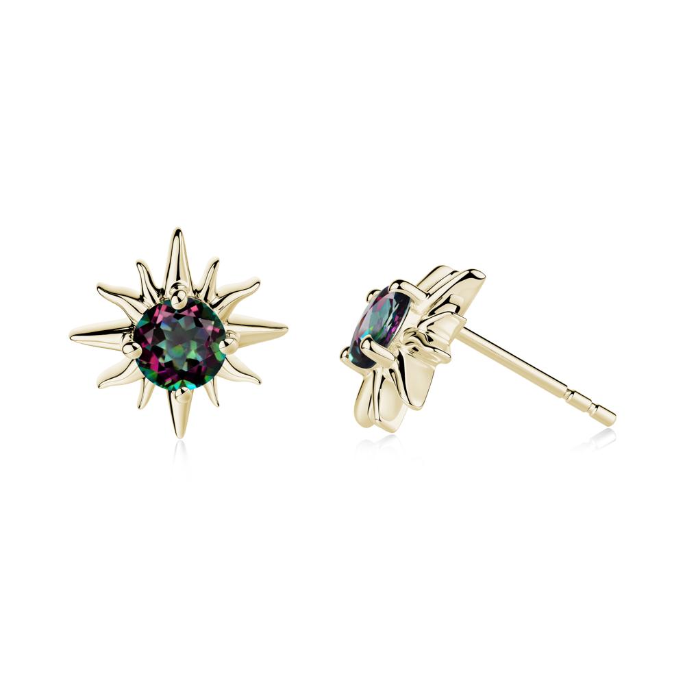 Celestial Sun Mystic Topaz Stud Earrings - LUO Jewelry #metal_14k yellow gold