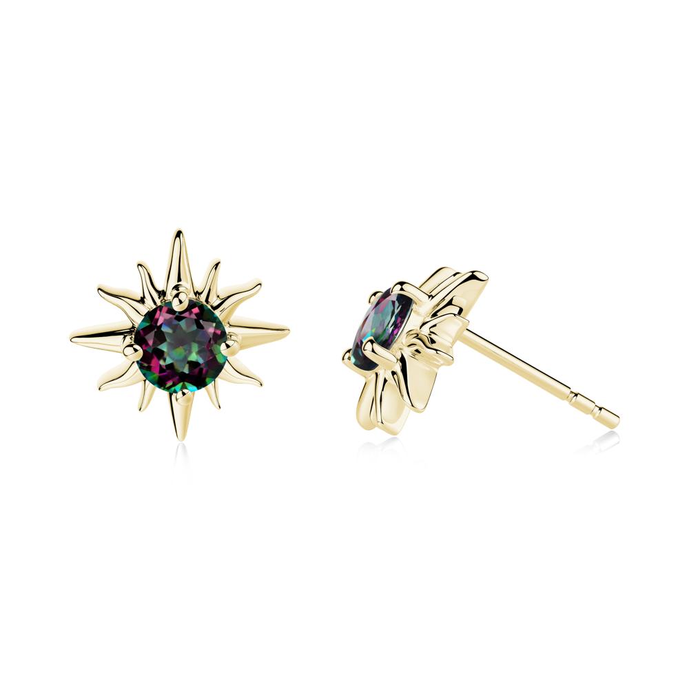 Celestial Sun Mystic Topaz Stud Earrings - LUO Jewelry #metal_18k yellow gold