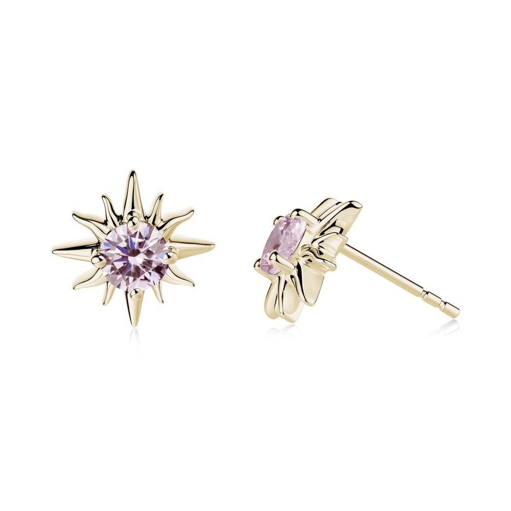 Celestial Sun Pink Cubic Zirconia Stud Earrings - LUO Jewelry #metal_14k yellow gold