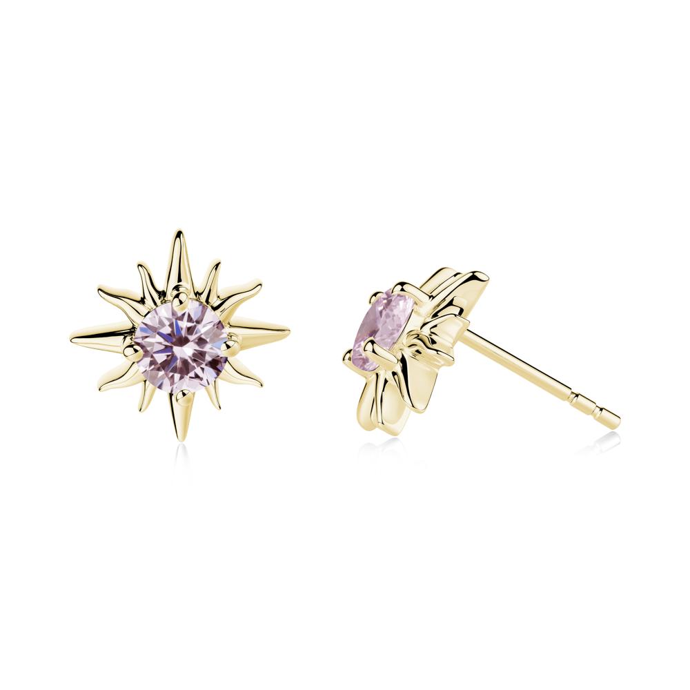 Celestial Sun Pink Cubic Zirconia Stud Earrings - LUO Jewelry #metal_18k yellow gold