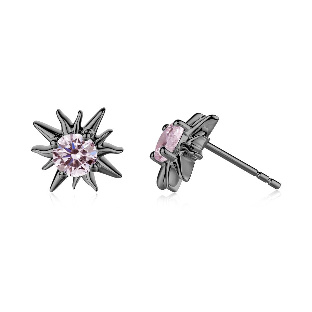 Celestial Sun Pink Cubic Zirconia Stud Earrings - LUO Jewelry #metal_black finish sterling silver