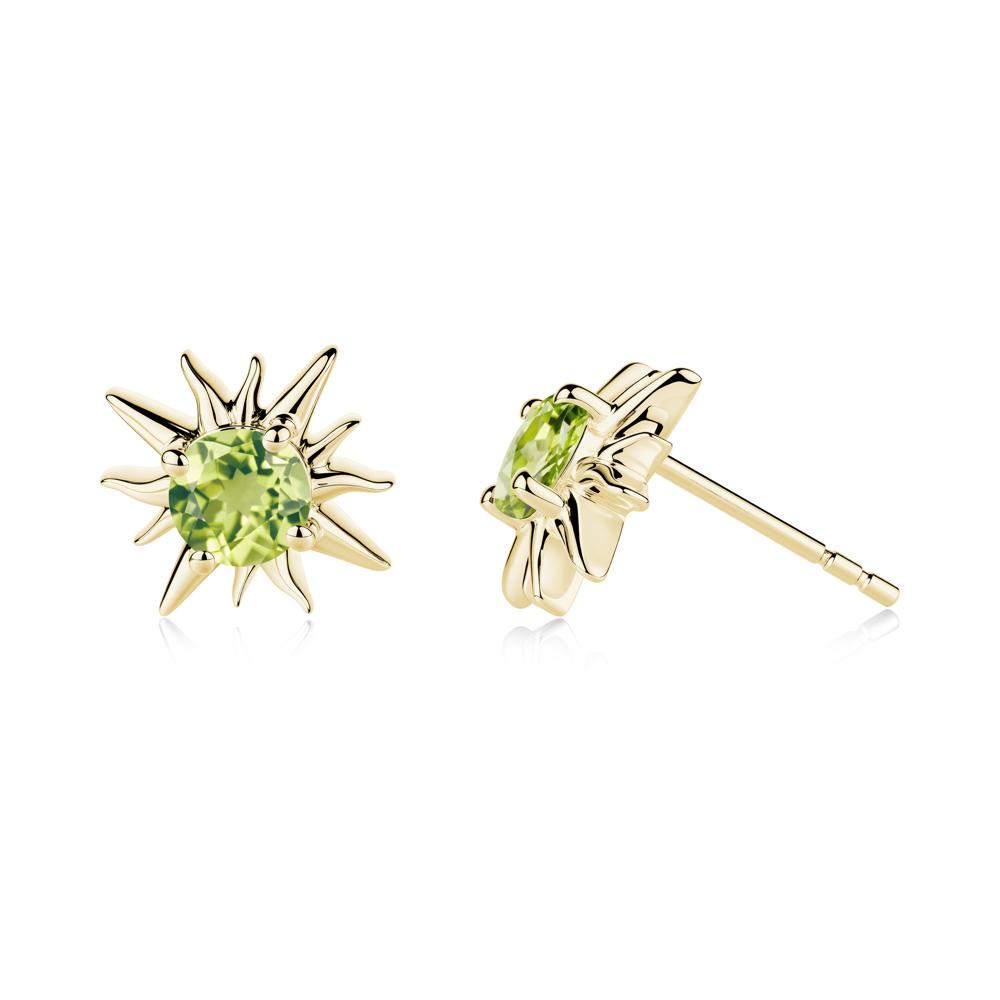 Round Peridot Sun Stud Earrings - LUO Jewelry #metal_18k yellow gold