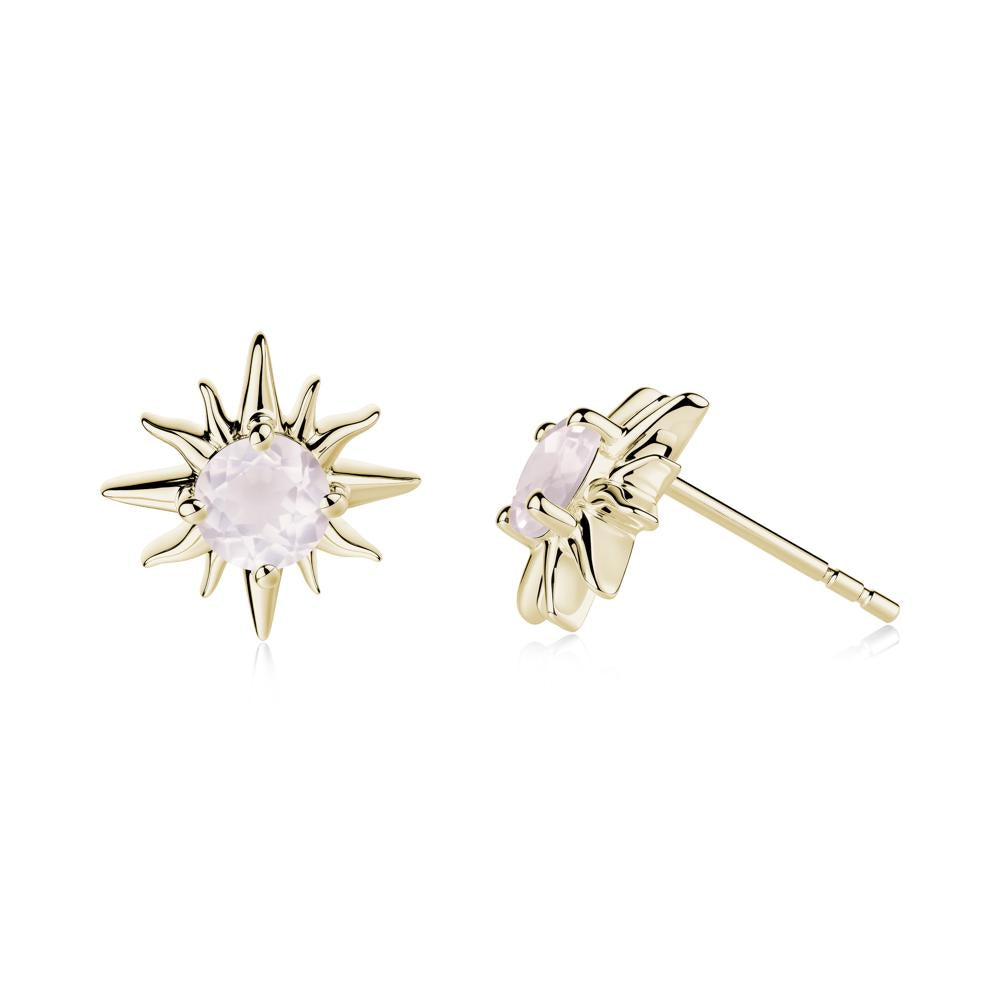Celestial Sun Rose Quartz Stud Earrings - LUO Jewelry #metal_14k yellow gold