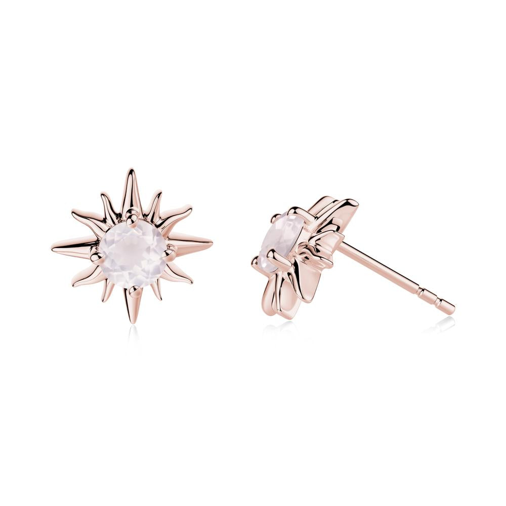 Celestial Sun Rose Quartz Stud Earrings - LUO Jewelry #metal_18k rose gold