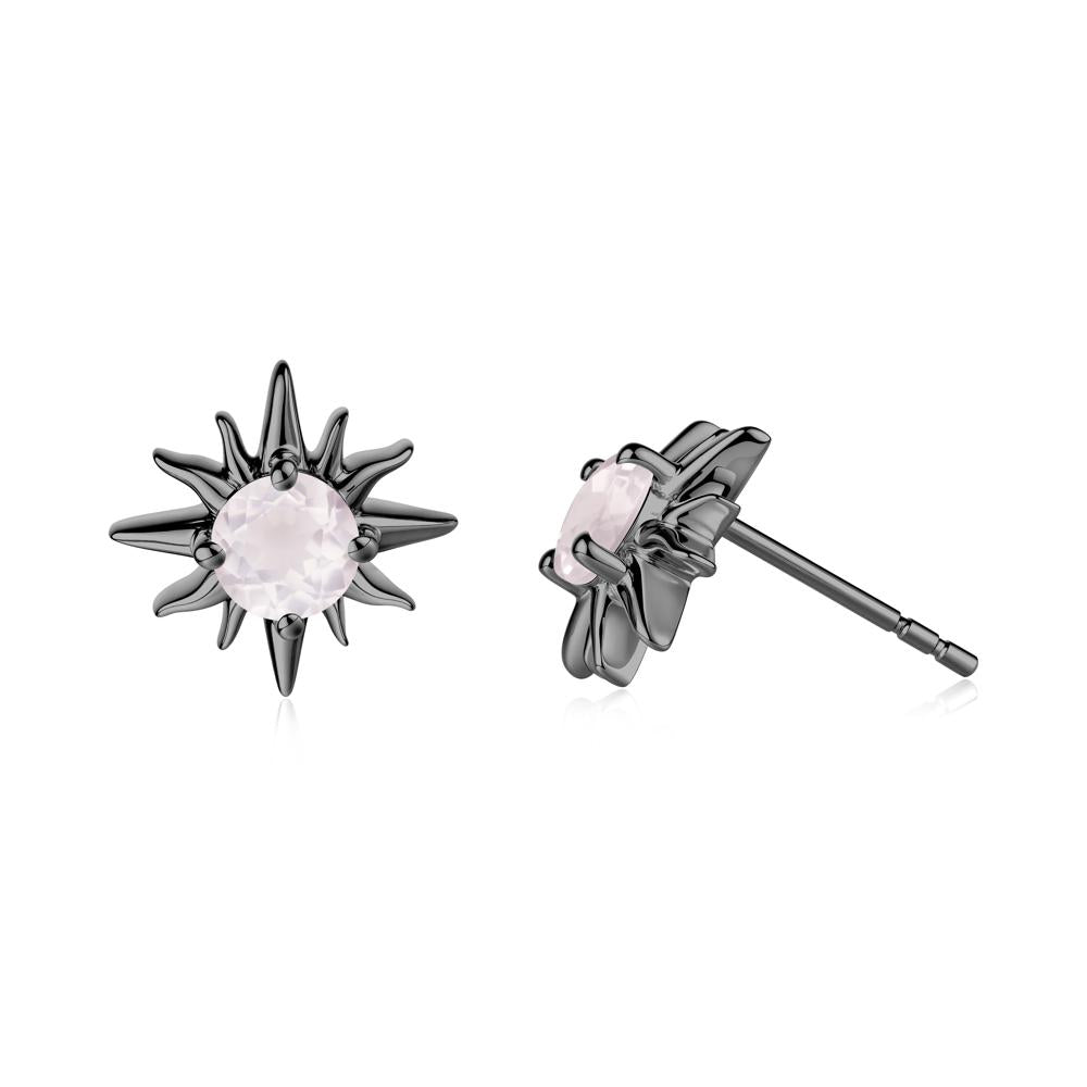 Celestial Sun Rose Quartz Stud Earrings - LUO Jewelry #metal_black finish sterling silver