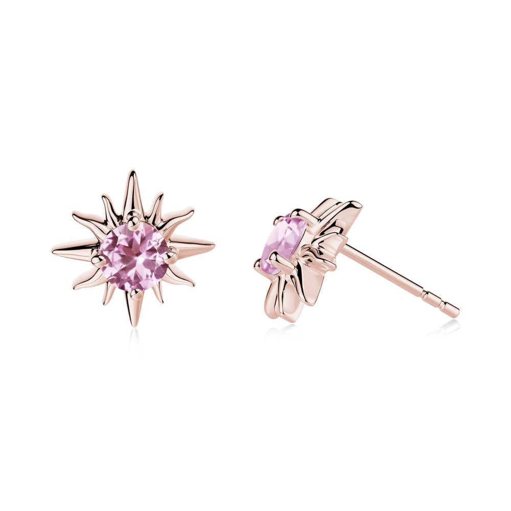 Round Pink Sapphire Sun Stud Earrings - LUO Jewelry #metal_18k rose gold