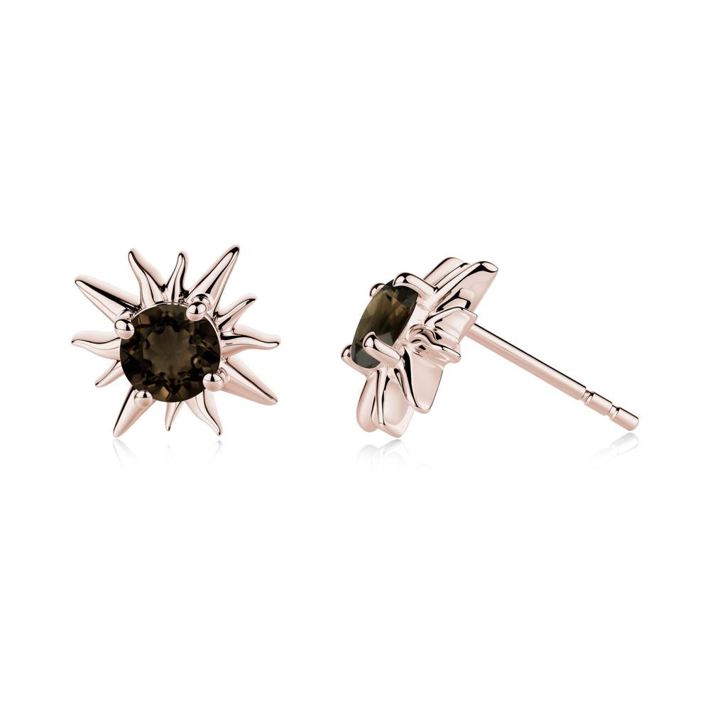 Celestial Sun Smoky Quartz Stud Earrings - LUO Jewelry #metal_14k rose gold