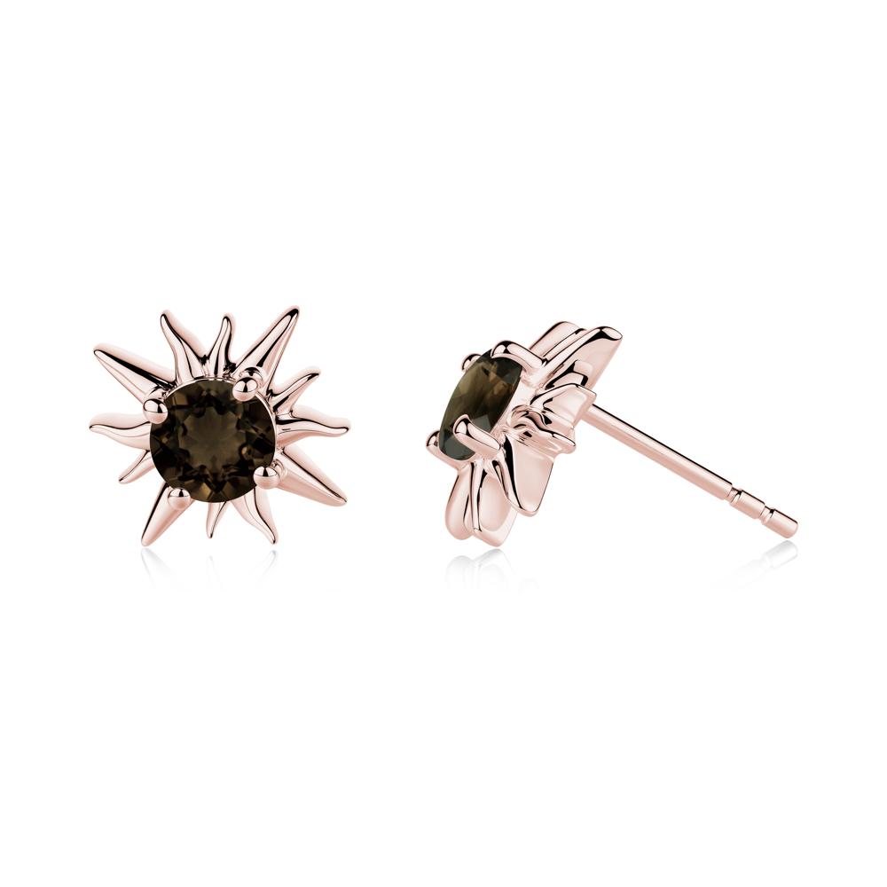 Celestial Sun Smoky Quartz Stud Earrings - LUO Jewelry #metal_18k rose gold