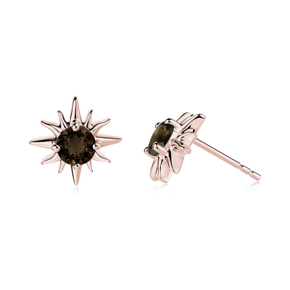 Celestial Sun Smoky Quartz Stud Earrings - LUO Jewelry #metal_18k rose gold