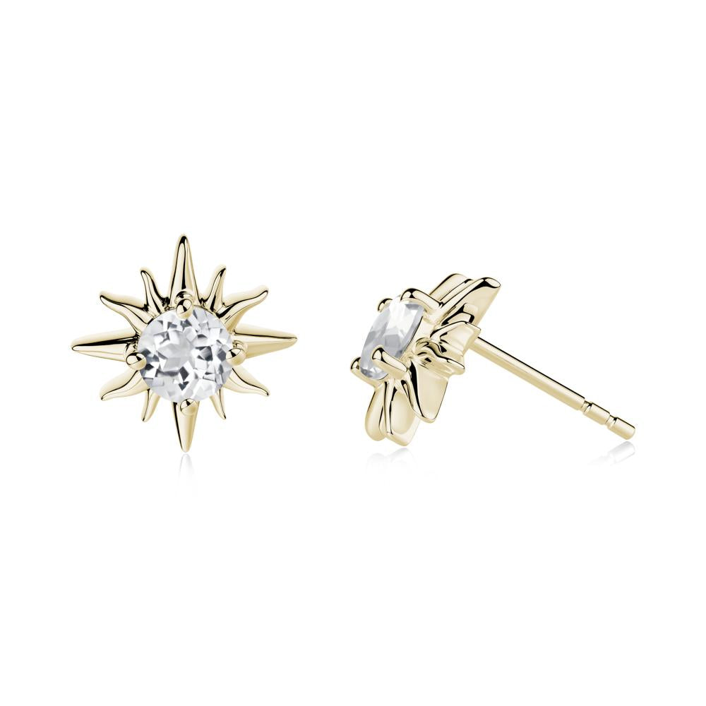 Celestial Sun White Topaz Stud Earrings - LUO Jewelry #metal_14k yellow gold