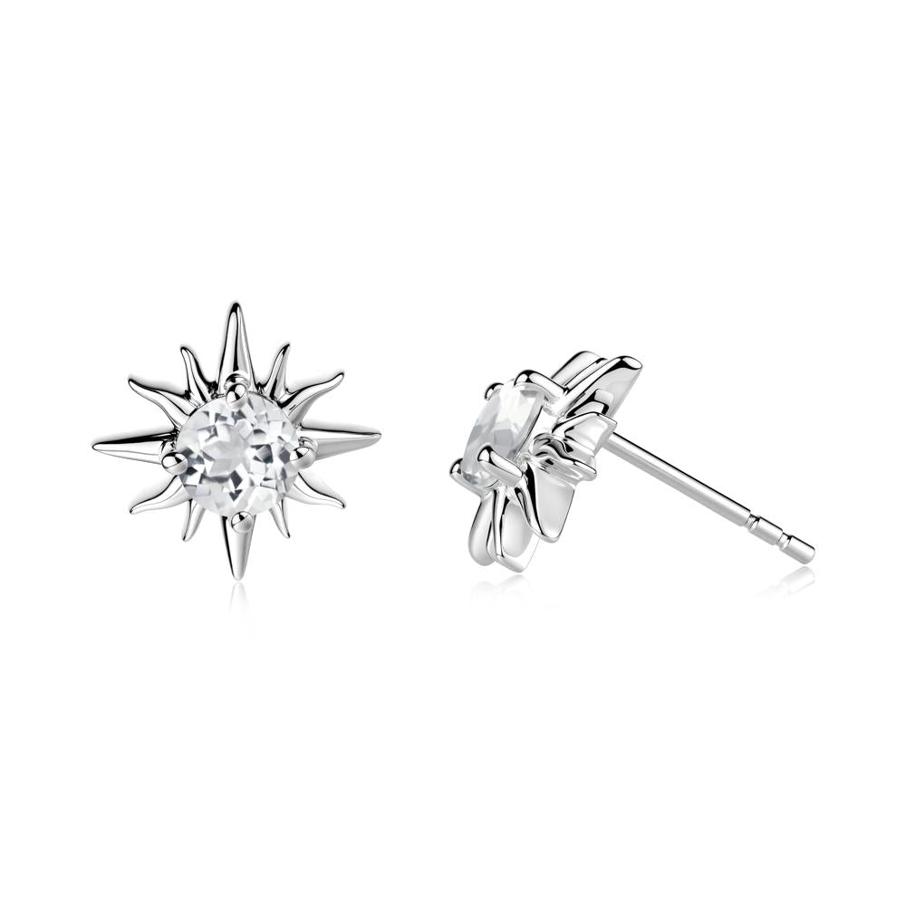 Celestial Sun White Topaz Stud Earrings - LUO Jewelry #metal_18k white gold