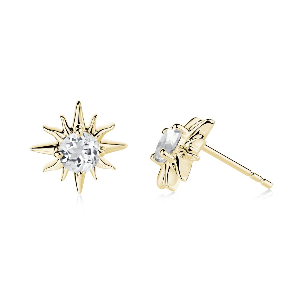 Celestial Sun White Topaz Stud Earrings - LUO Jewelry #metal_18k yellow gold