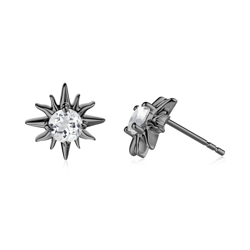 Celestial Sun White Topaz Stud Earrings - LUO Jewelry #metal_black finish sterling silver