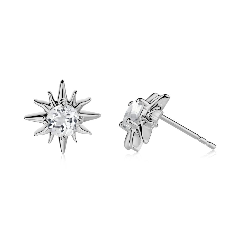 Celestial Sun White Topaz Stud Earrings - LUO Jewelry #metal_platinum