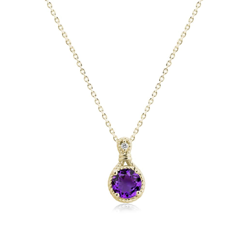 Round Amethyst Knot Rope Necklace - LUO Jewelry #metal_14k yellow gold