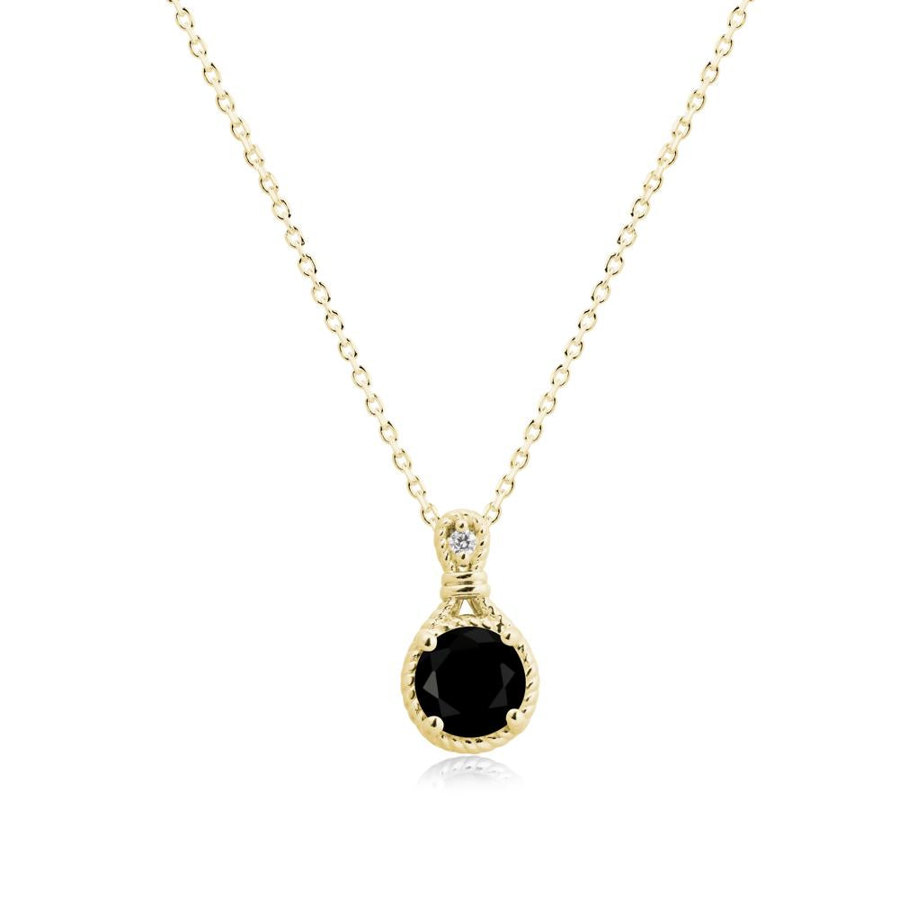Twisted Rope Halo Black Spinel Pendant - LUO Jewelry #metal_18k yellow gold