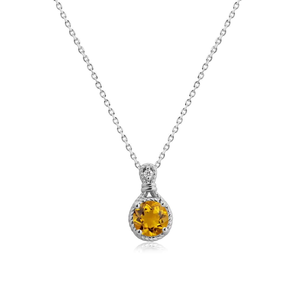 Round Citrine Knot Rope Necklace - LUO Jewelry #metal_platinum