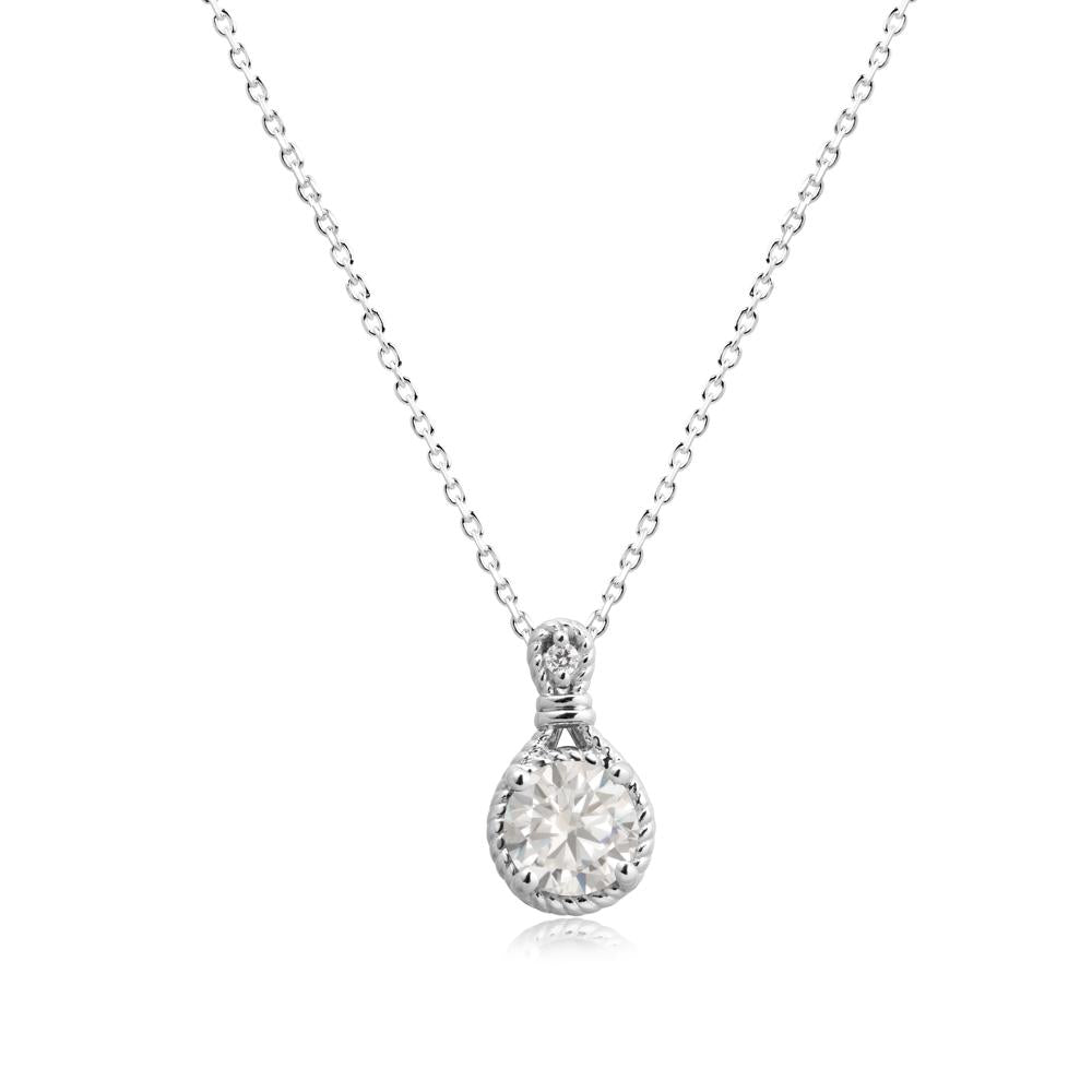 Rope Frame Cubic Zirconia Necklace - LUO Jewelry #metal_14k white gold