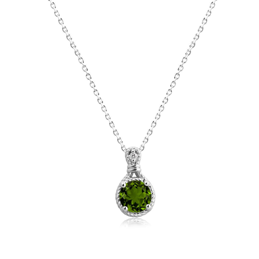 Twisted Rope Halo Diopside Pendant - LUO Jewelry #metal_14k white gold