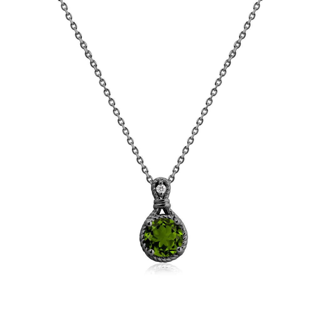 Twisted Rope Halo Diopside Pendant - LUO Jewelry #metal_black finish sterling silver