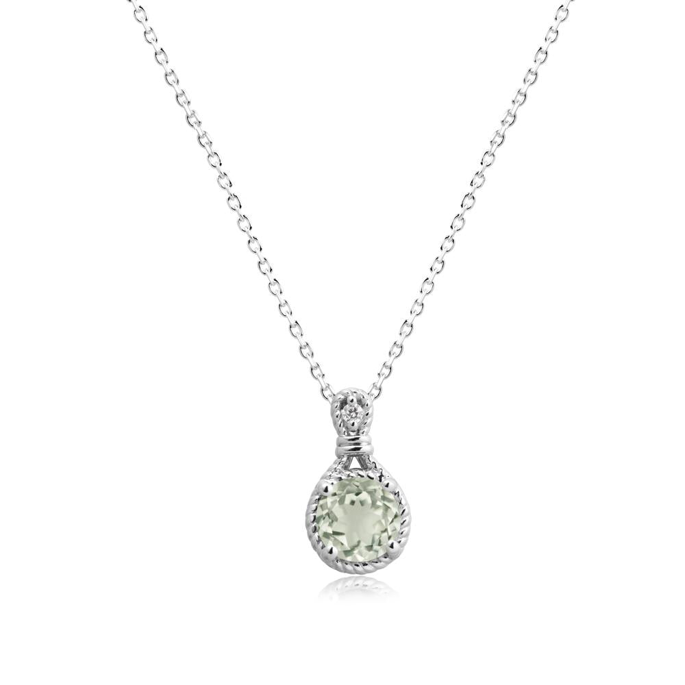Twisted Rope Halo Green Amethyst Pendant - LUO Jewelry #metal_14k white gold