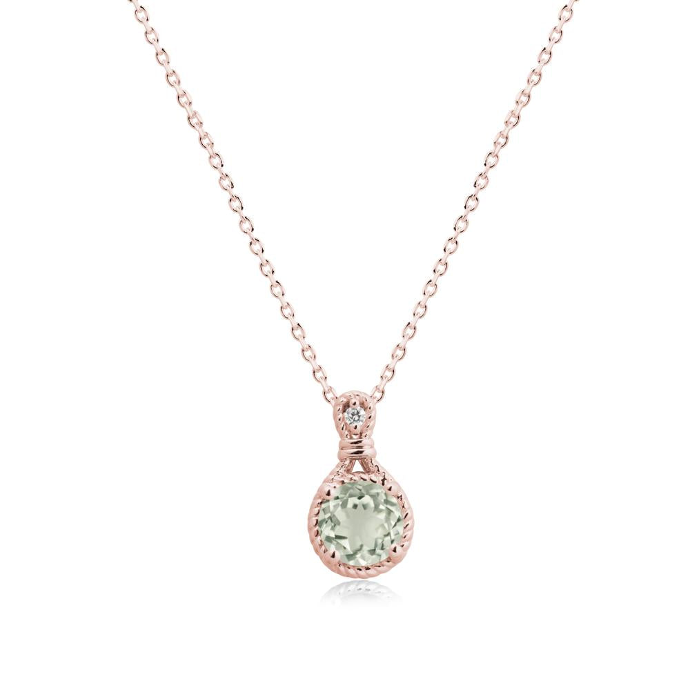 Twisted Rope Halo Green Amethyst Pendant - LUO Jewelry #metal_18k rose gold