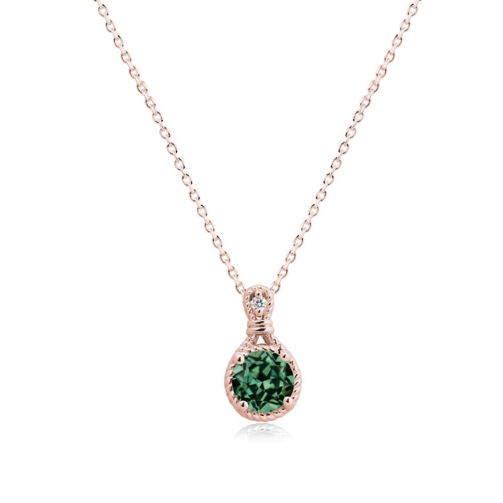 Round Green Sapphire Knot Rope Necklace - LUO Jewelry #metal_18k rose gold