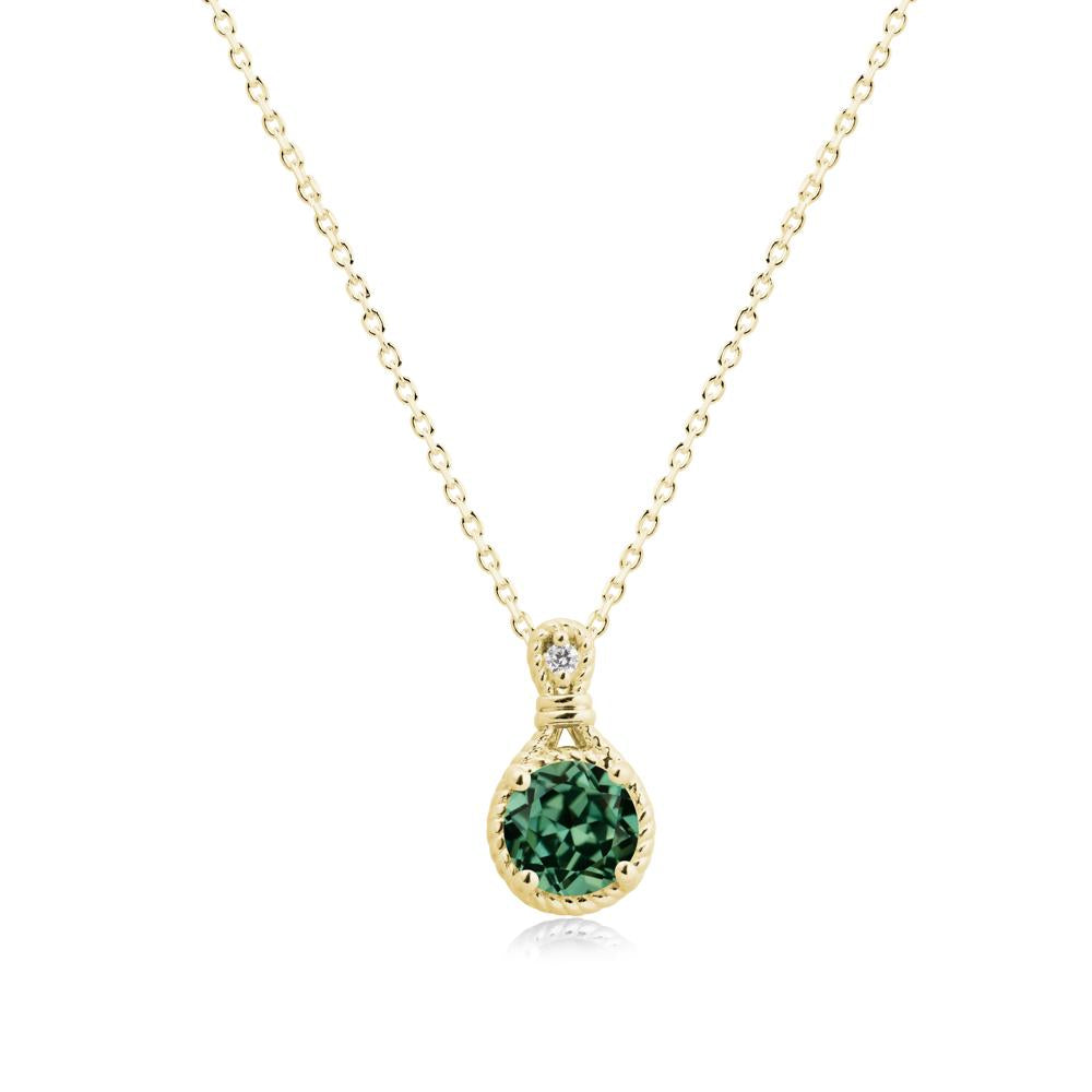 Round Green Sapphire Knot Rope Necklace - LUO Jewelry #metal_18k yellow gold
