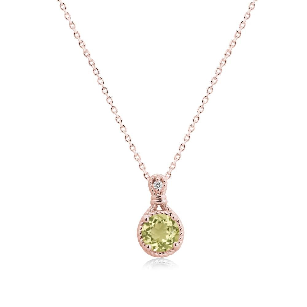 Rope Frame Lemon Quartz Necklace - LUO Jewelry #metal_18k rose gold