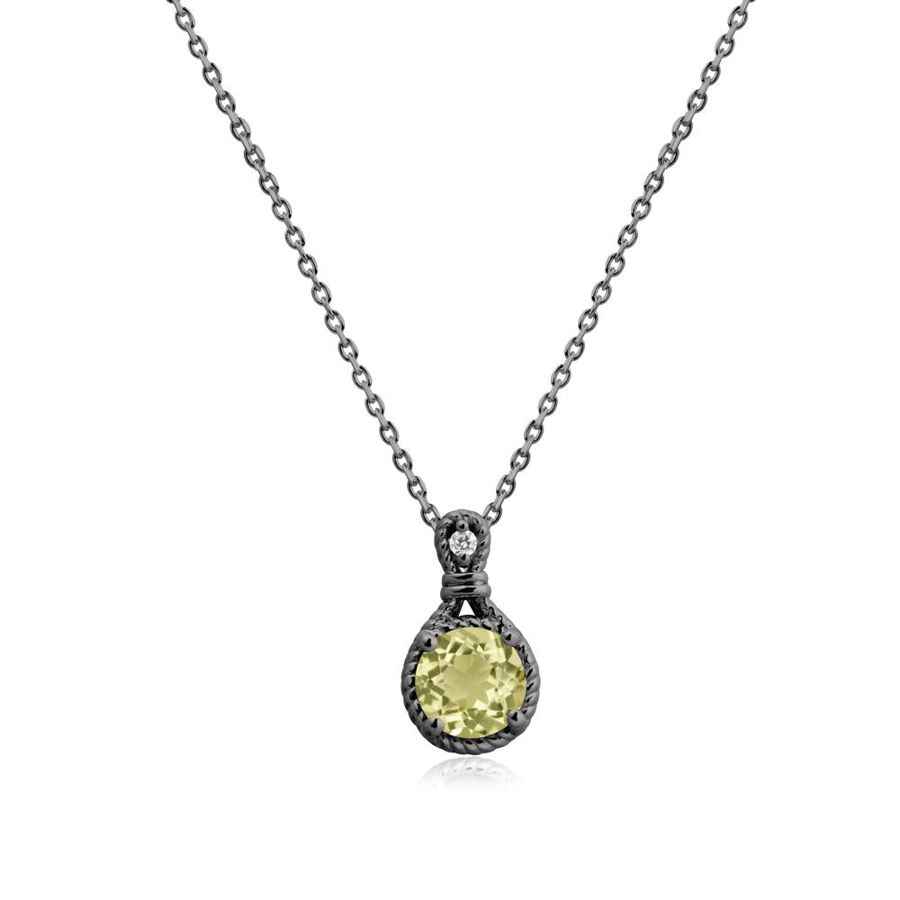 Rope Frame Lemon Quartz Necklace - LUO Jewelry #metal_black finish sterling silver