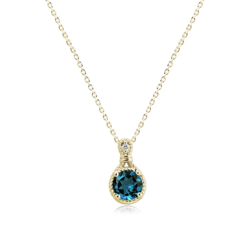 Twisted Rope Halo London Blue Topaz Pendant - LUO Jewelry #metal_14k yellow gold