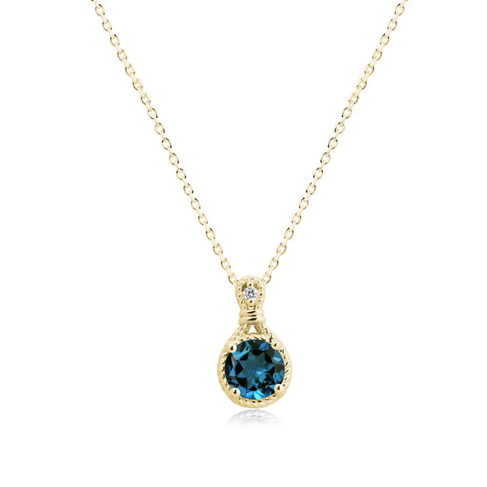 Twisted Rope Halo London Blue Topaz Pendant - LUO Jewelry #metal_18k yellow gold