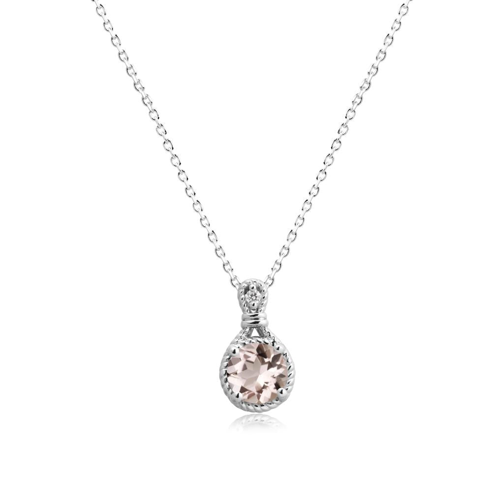 Twisted Rope Halo Morganite Pendant - LUO Jewelry #metal_18k white gold