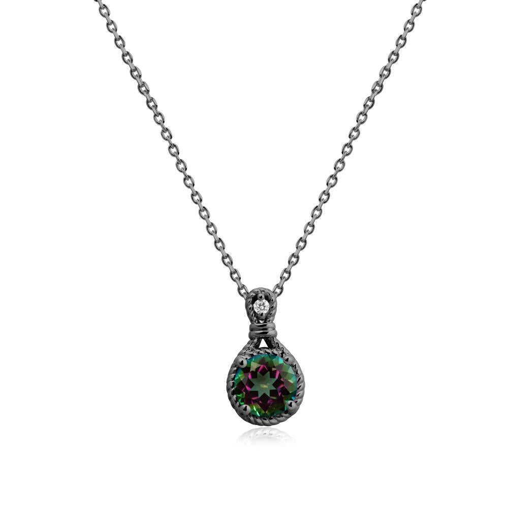 Round Mystic Topaz Knot Rope Necklace - LUO Jewelry #metal_black finish sterling silver