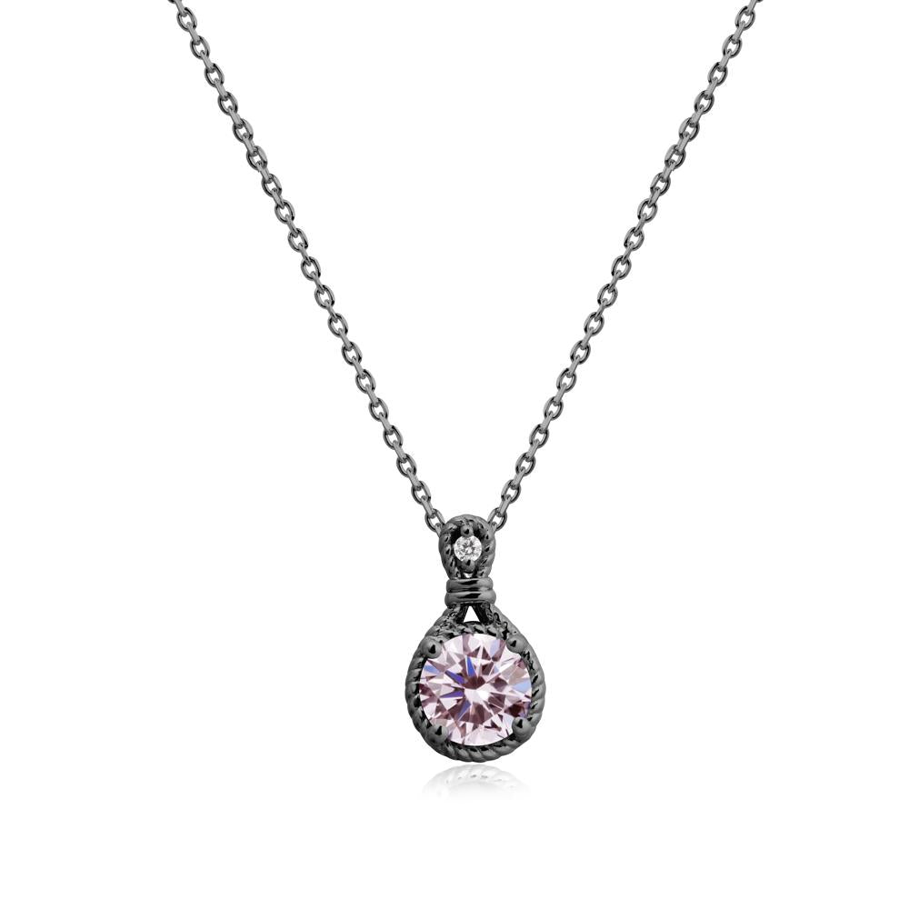 Rope Frame Pink Cubic Zirconia Necklace - LUO Jewelry #metal_black finish sterling silver