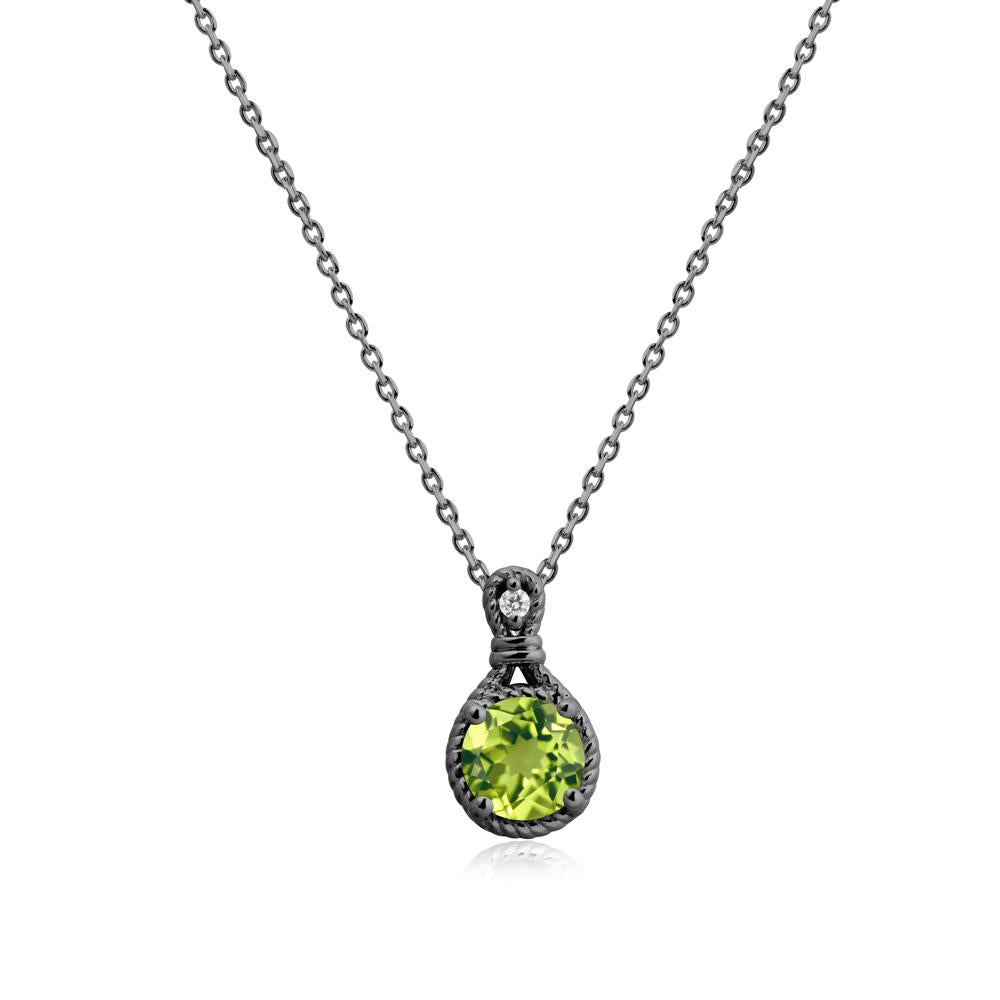 Twisted Rope Halo Peridot Pendant - LUO Jewelry #metal_black finish sterling silver