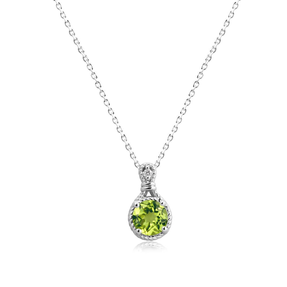 Twisted Rope Halo Peridot Pendant - LUO Jewelry #metal_sterling silver