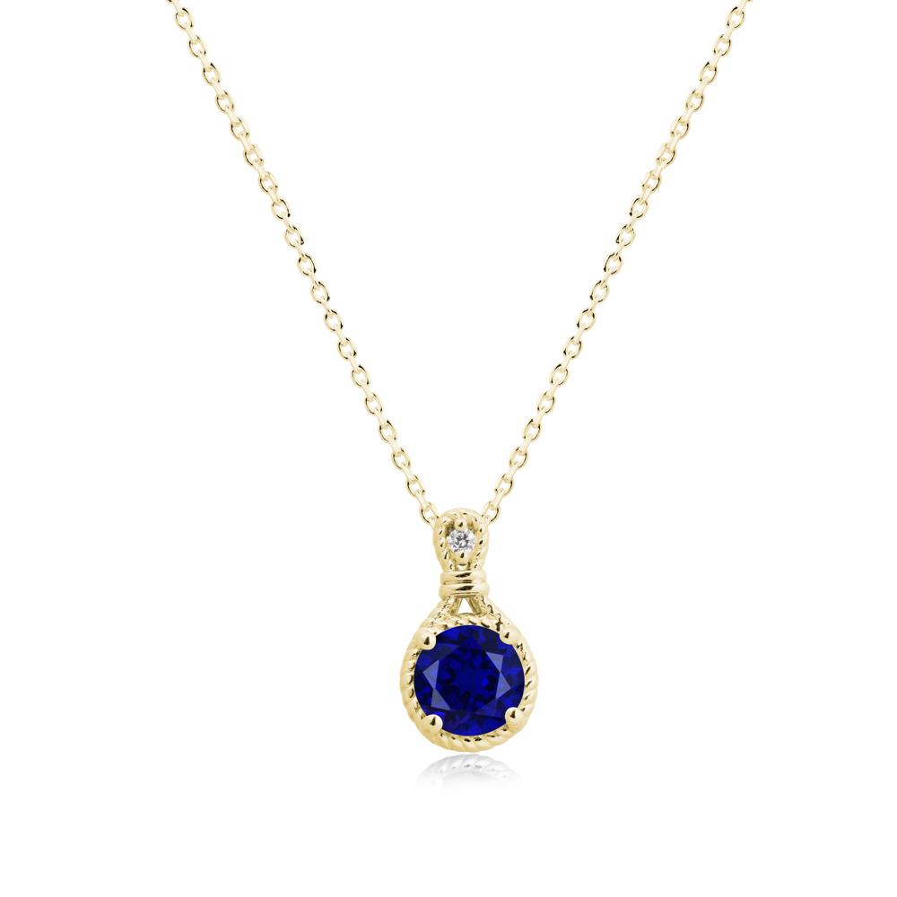 Round Sapphire Knot Rope Necklace - LUO Jewelry #metal_18k yellow gold