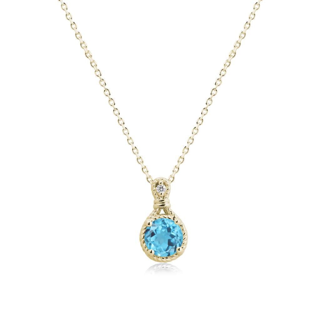 Twisted Rope Halo Swiss Blue Topaz Pendant - LUO Jewelry #metal_14k yellow gold