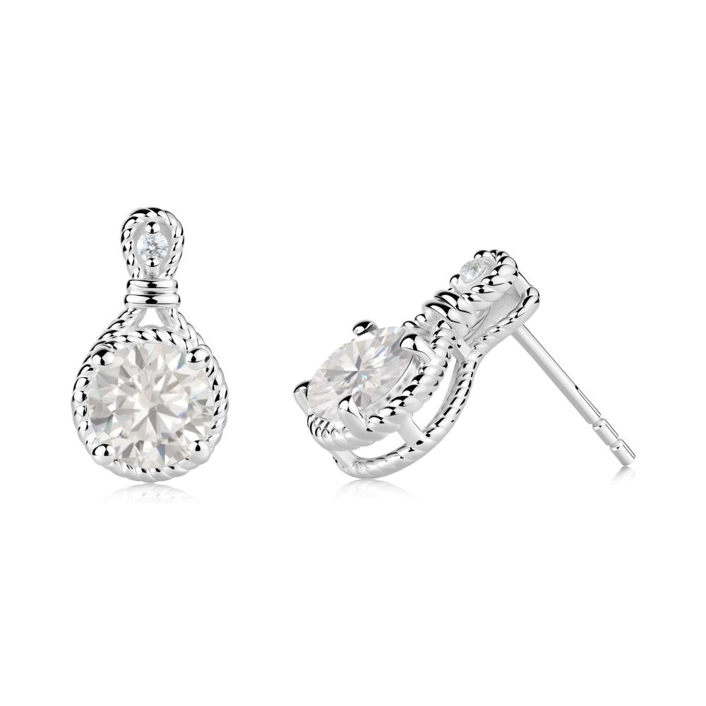 Twisted Rope Halo Cubic Zirconia Stud Earrings - LUO Jewelry #metal_14k white gold