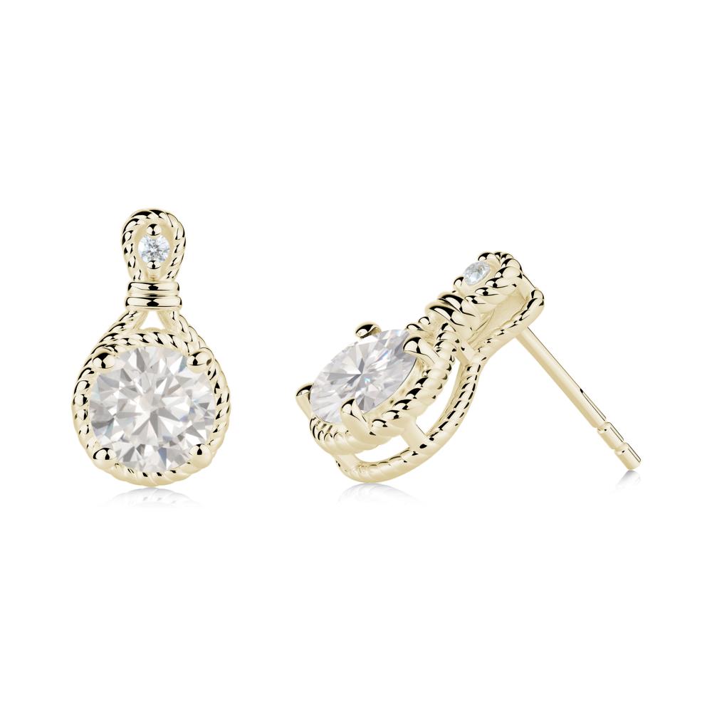 Twisted Rope Halo Cubic Zirconia Stud Earrings - LUO Jewelry #metal_14k yellow gold