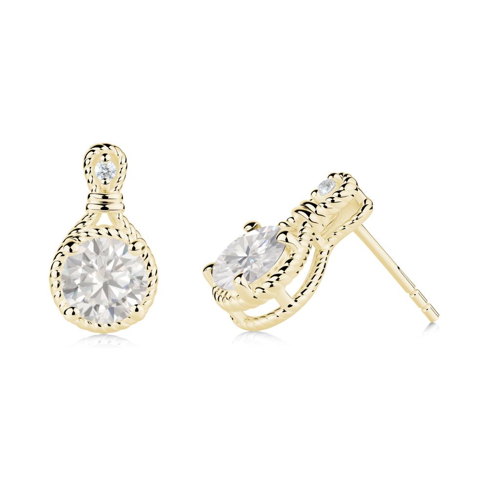 Twisted Rope Halo Cubic Zirconia Stud Earrings - LUO Jewelry #metal_18k yellow gold