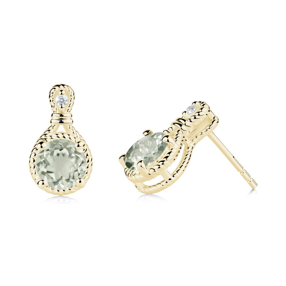Twisted Rope Halo Green Amethyst Stud Earrings - LUO Jewelry #metal_18k yellow gold