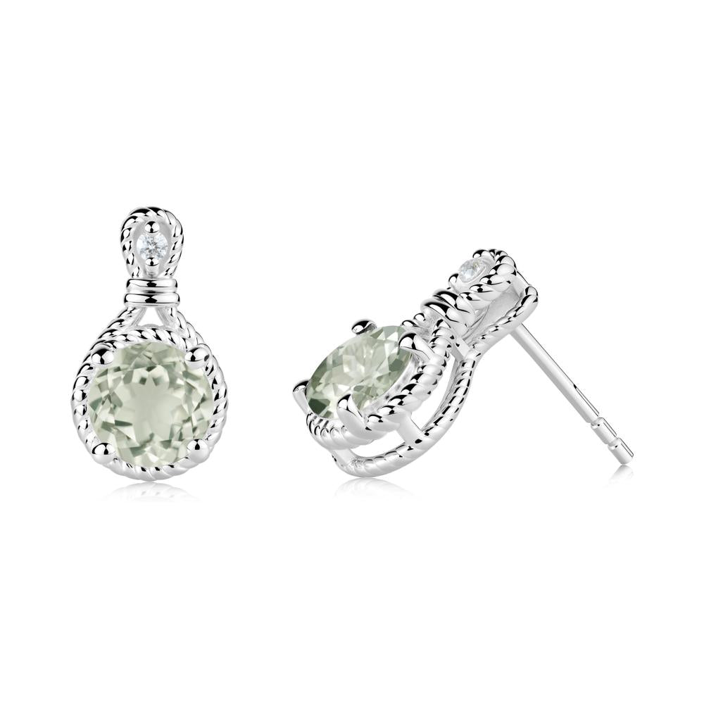 Twisted Rope Halo Green Amethyst Stud Earrings - LUO Jewelry #metal_sterling silver