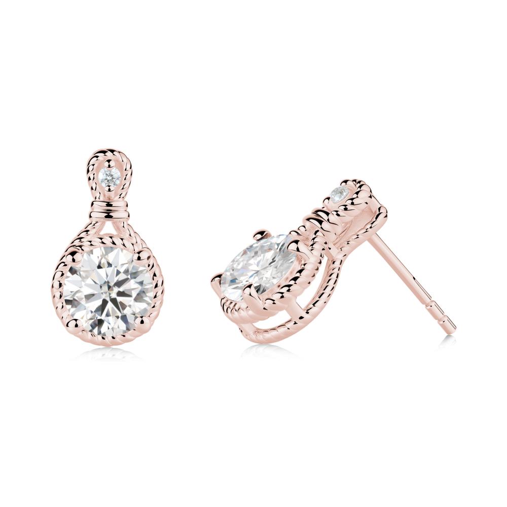 Rope Twist Halo Moissanite Stud Earrings - LUO Jewelry #metal_18k rose gold
