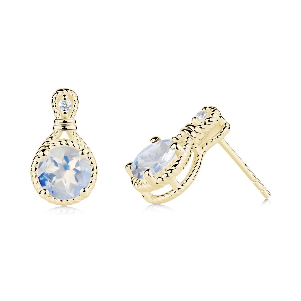 Rope Twist Halo Moonstone Stud Earrings - LUO Jewelry #metal_18k yellow gold